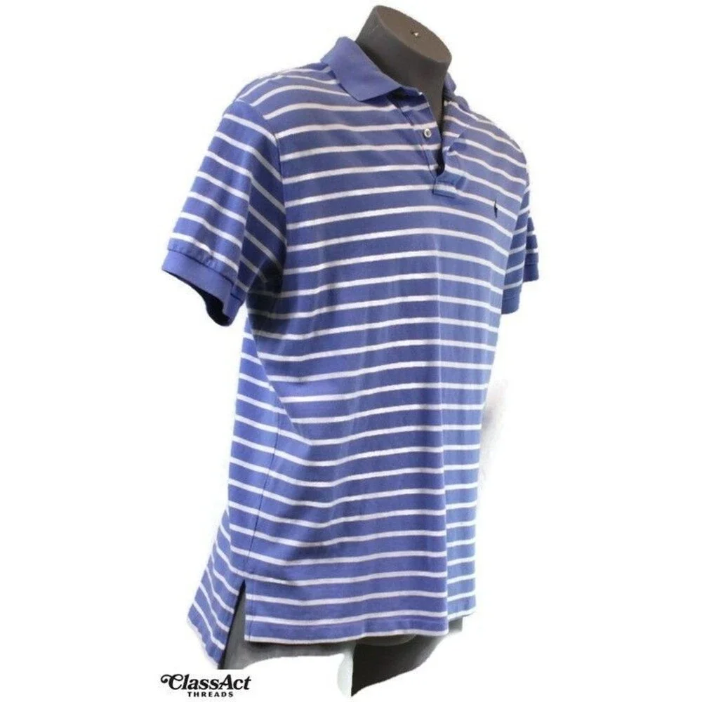 Vintage Polo By Ralph Lauren Men's Short Sleeve Collared Striped Polo Size L